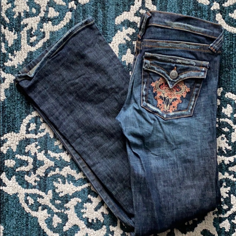 Plastic by Gly bootcut embroidered jeans size 11